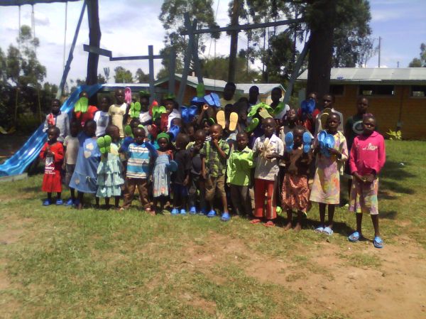 Some of the Kids in their Christmas clothes at LSH 