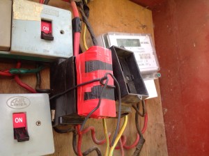 Found one problem with the incoming power at the home and fixed it...sort of...can you tell that I'm a mechanical engineer...wire and tape.