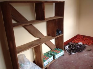 Shelves are the start of the storeroom.