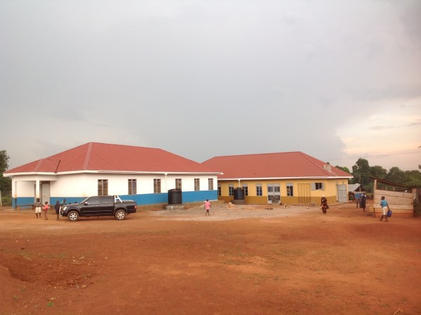 The Dining Hall is in the background. The boys dorm to the left. The open space to the right is for the future girls dorm.